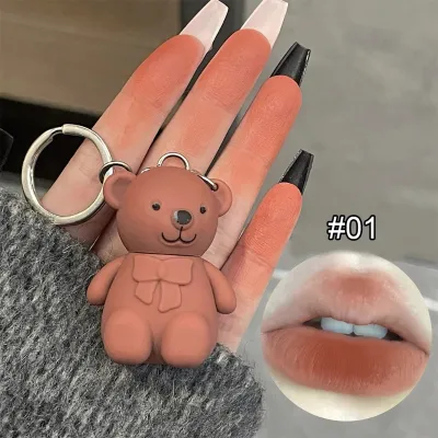 Cartoon Bear Key Chain Matte Velvet Lip Mud